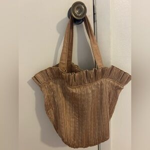 Chic Pleated Tan Women's Handbag